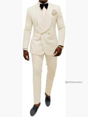 Double Breasted Shawl Lapel Suit Slim Fit Wedding Prom Tuxedo